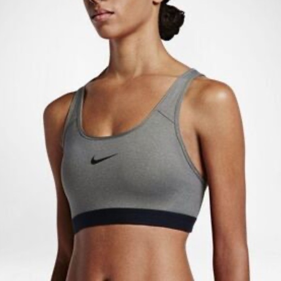 Nike Women's Gray and Black Sports Bra - Picture 1 of 8